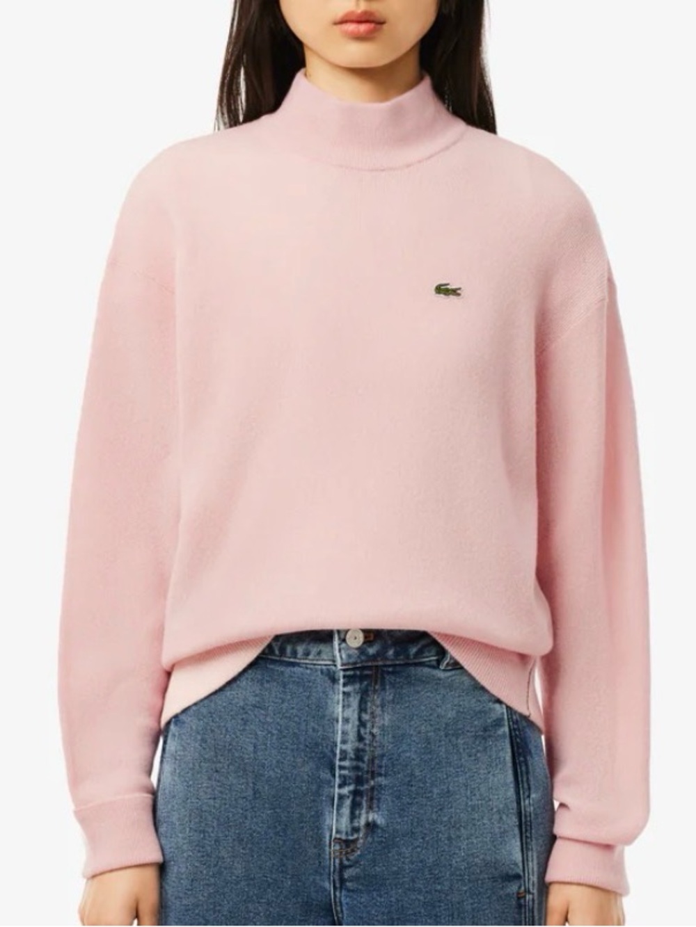Lacoste Pink Wool High Neck Pink Mock Neck Spring Sweater Size 4/36
